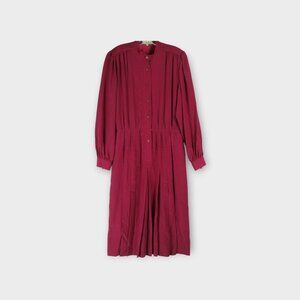 Linea B 1980s 100% Silk Shirtdress Size 38 Vintage Secretary Chic